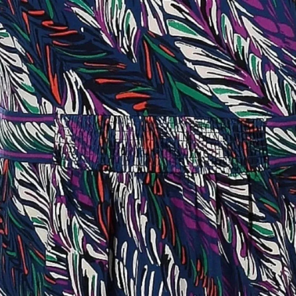 BCBGMAXAZRIA Y2K Jewel Tones Leaf Feather Print Boho Top Blouse Size Medium M - Picture 3 of 5